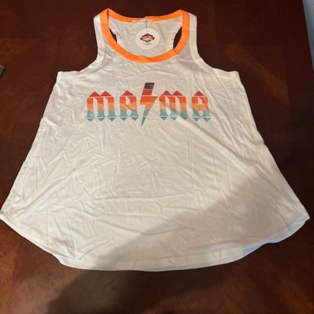 Phill Love Womens Mama Tank Top‎ White/Orange motherhood